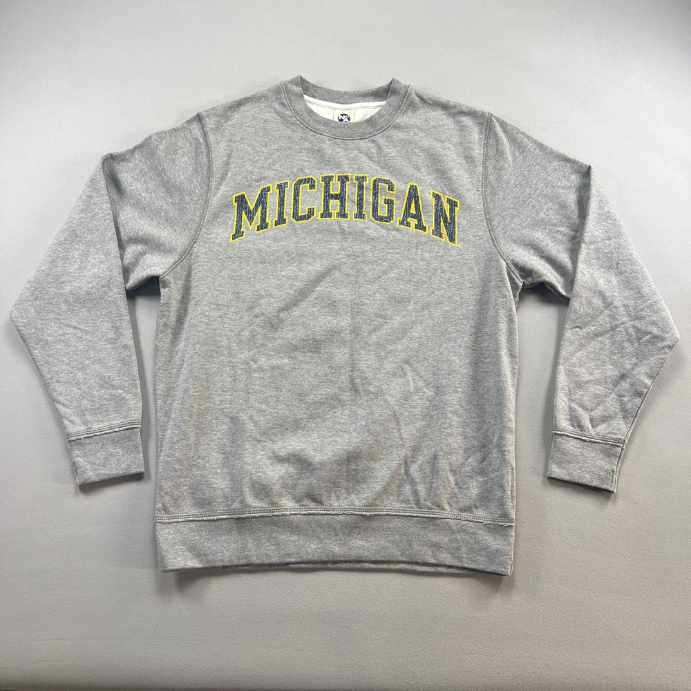New Agenda by Perrin Michigan Wolverines Sweatshirt Mens Medium Gray Cotton